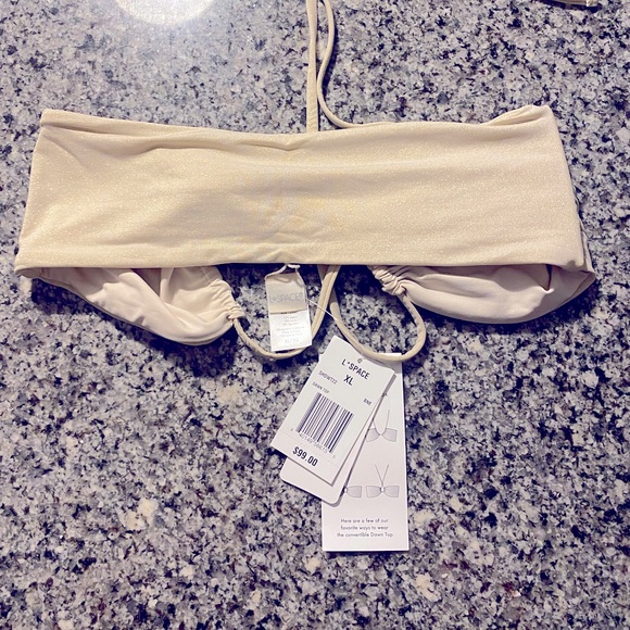 L*Space dawn shimmer top in bone. Size XL (fits D-DD) NWT bandeau style - Picture 3 of 4